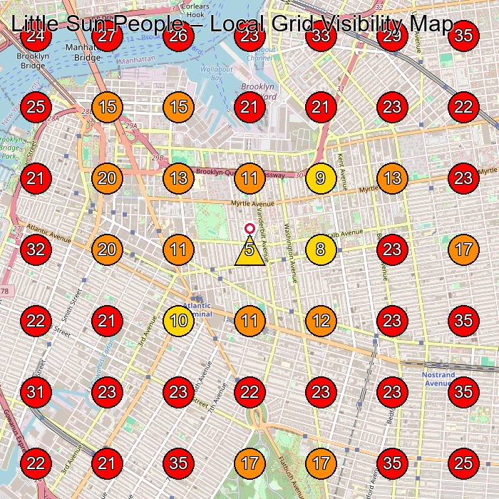 Little Sun People GeoGrid visibility map for Day Care Center in Brooklyn